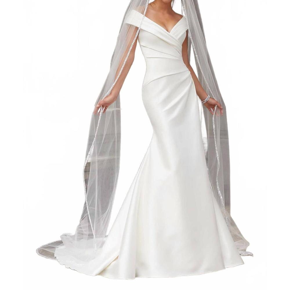 NEW MORILEE edged with sequins cathedral wedding veil in ivory